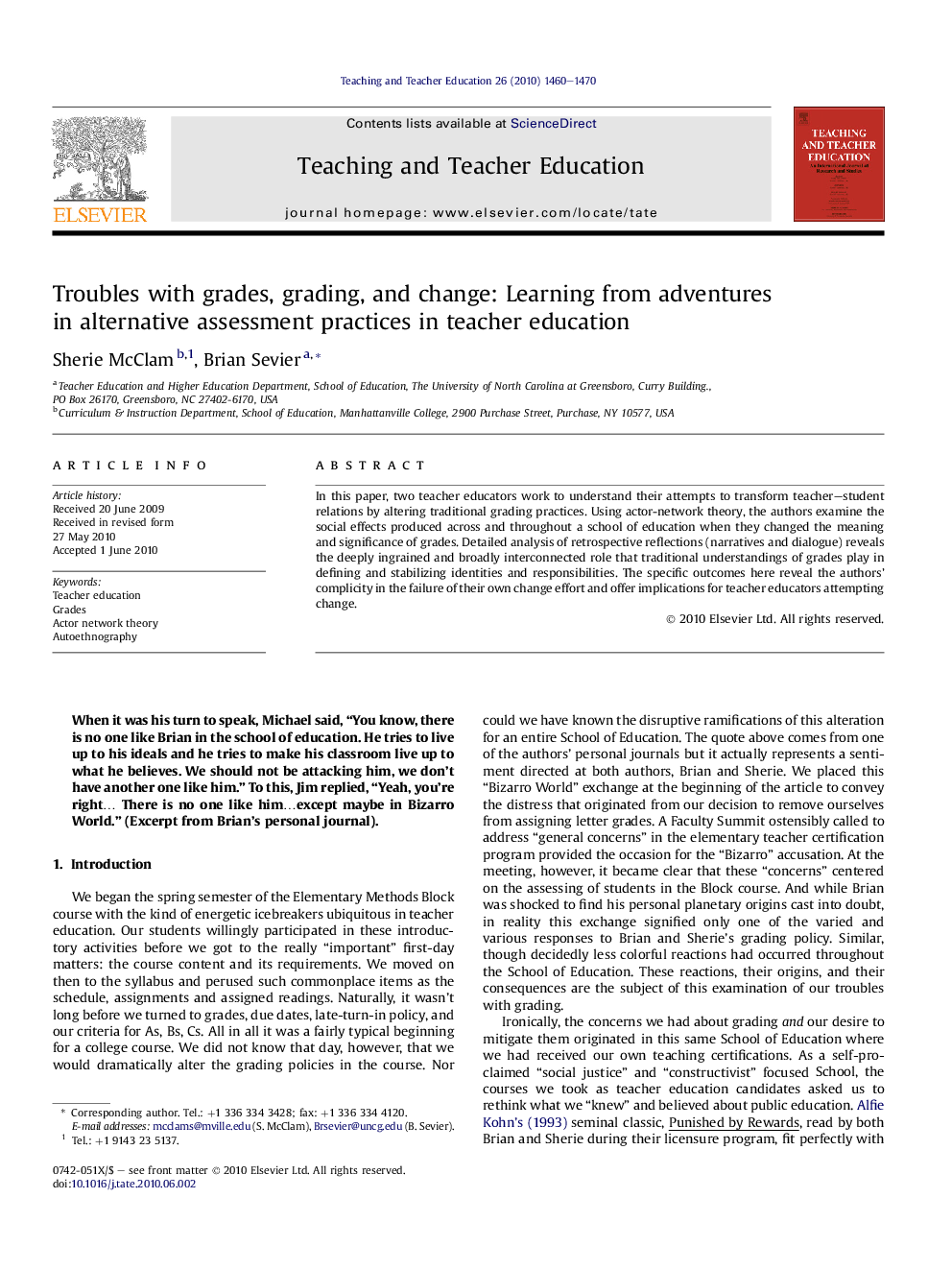 Troubles with grades, grading, and change: Learning from adventures in alternative assessment practices in teacher education