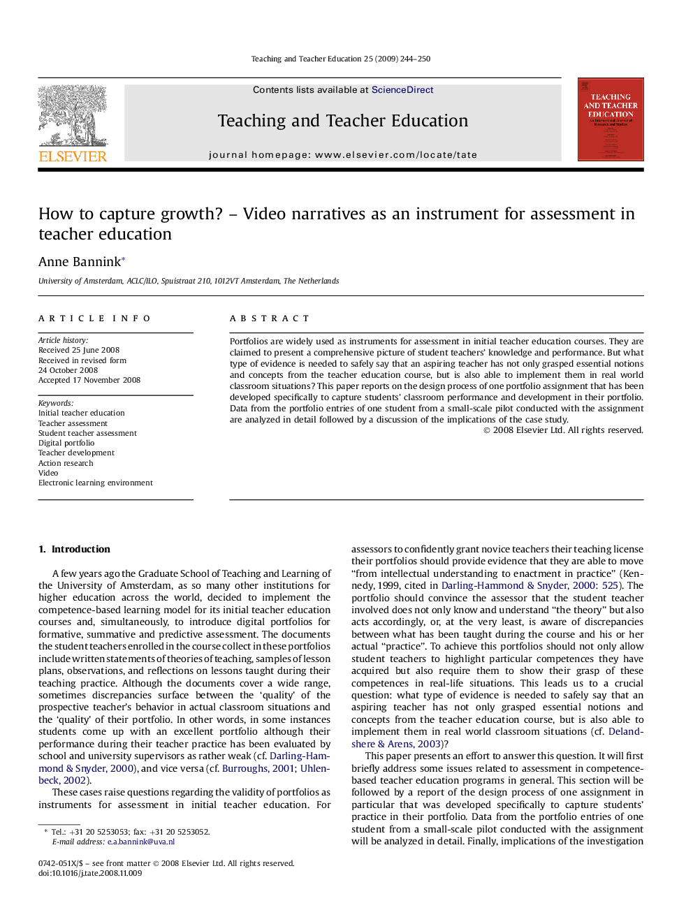 How to capture growth? – Video narratives as an instrument for assessment in teacher education