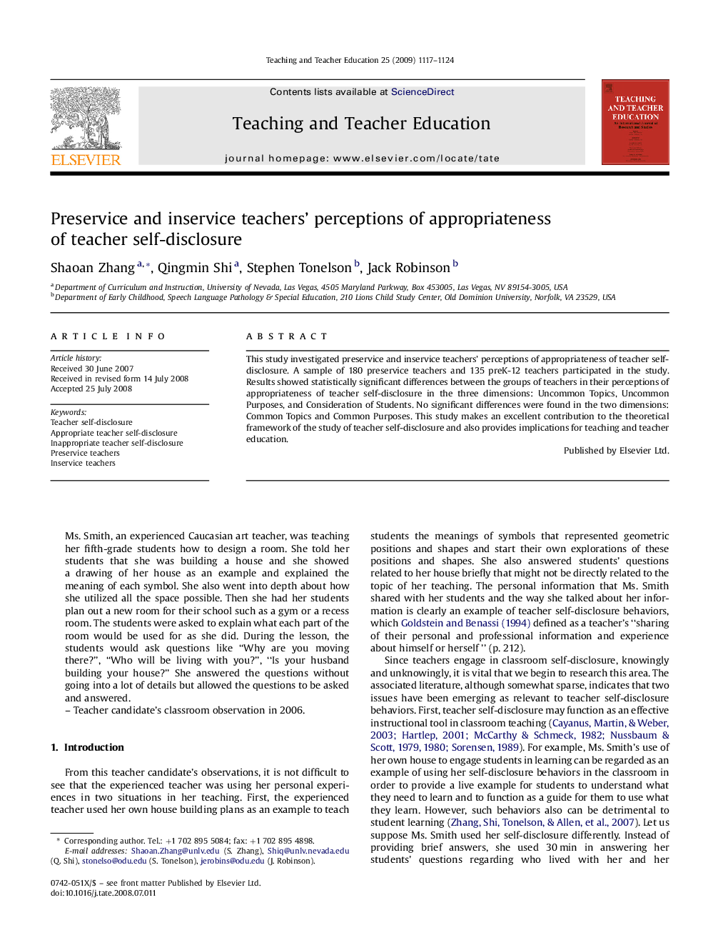 Preservice and inservice teachers’ perceptions of appropriateness of teacher self-disclosure