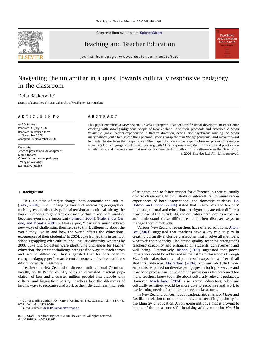 Navigating the unfamiliar in a quest towards culturally responsive pedagogy in the classroom