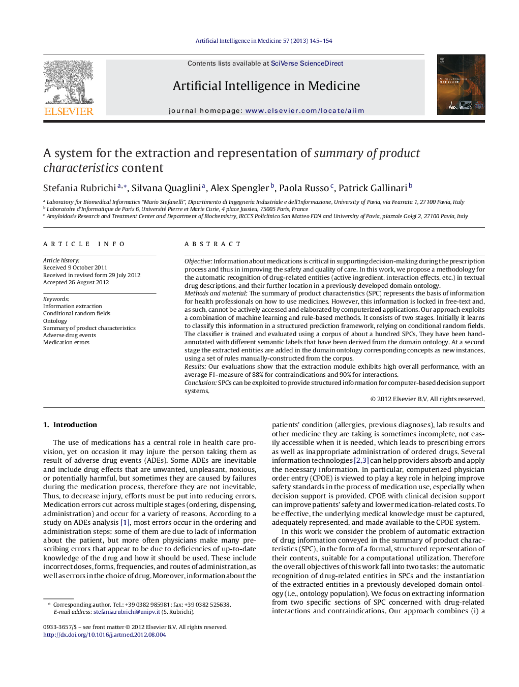 A system for the extraction and representation of summary of product characteristics content