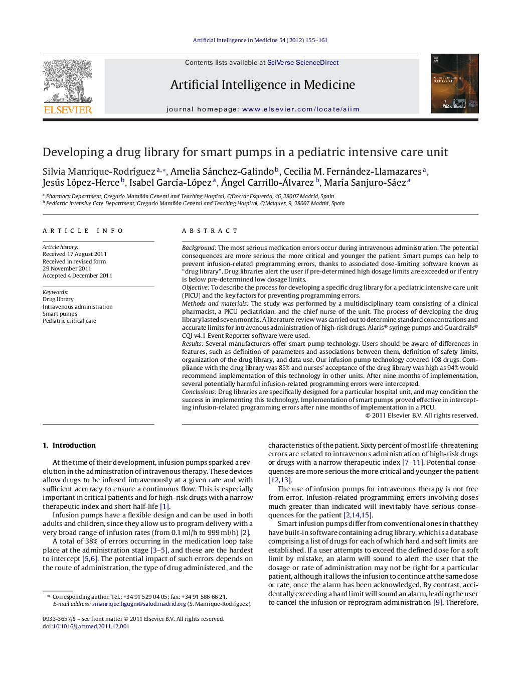 Developing a drug library for smart pumps in a pediatric intensive care unit