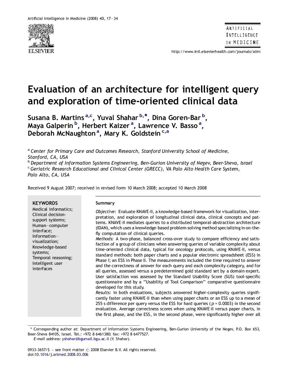 Evaluation of an architecture for intelligent query and exploration of time-oriented clinical data
