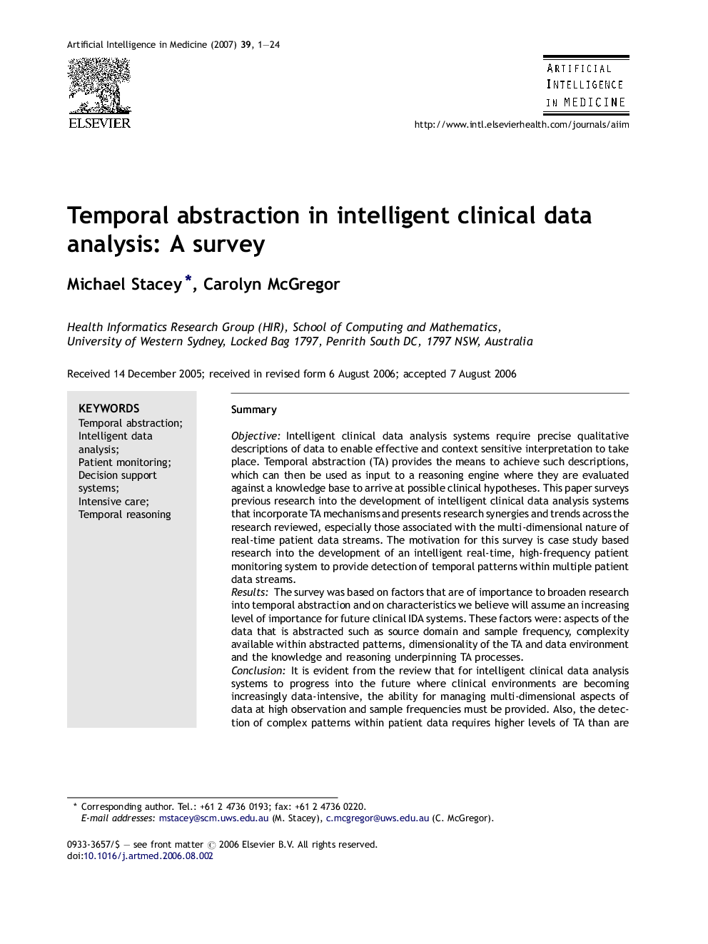Temporal abstraction in intelligent clinical data analysis: A survey