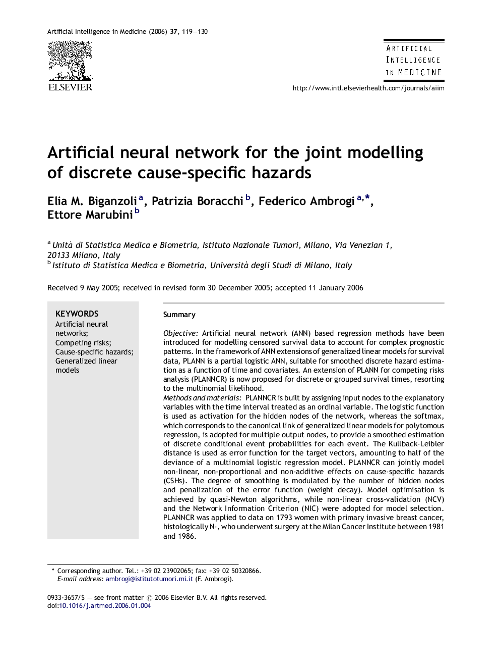 Artificial neural network for the joint modelling of discrete cause-specific hazards