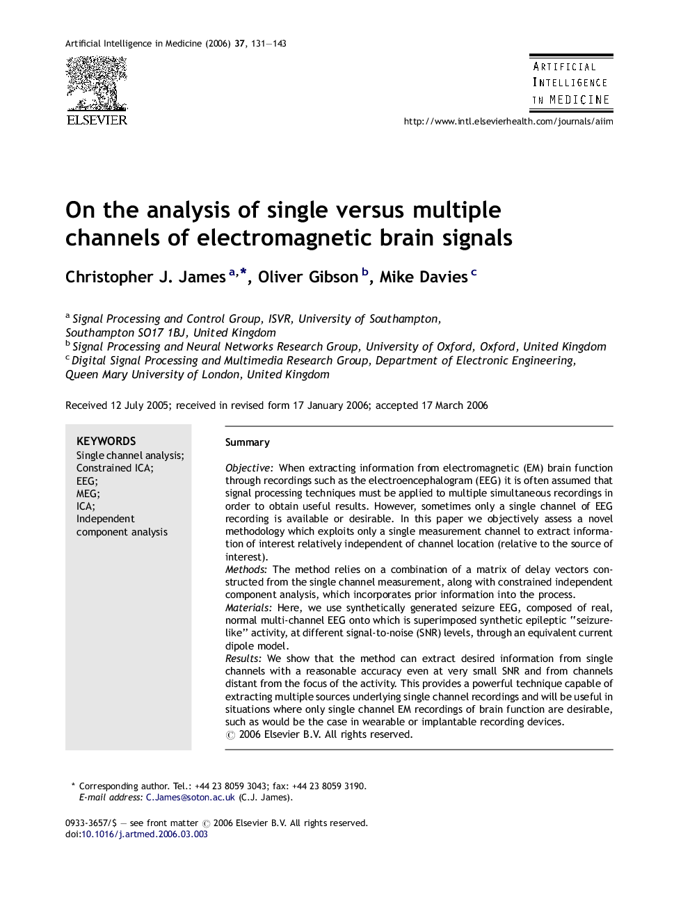 On the analysis of single versus multiple channels of electromagnetic brain signals