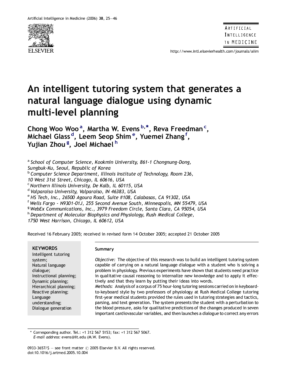 An intelligent tutoring system that generates a natural language dialogue using dynamic multi-level planning