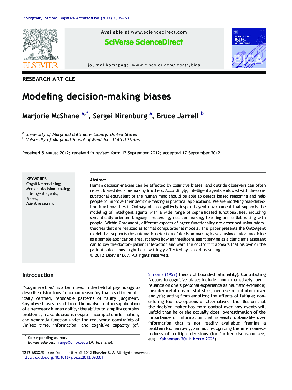 Modeling decision-making biases