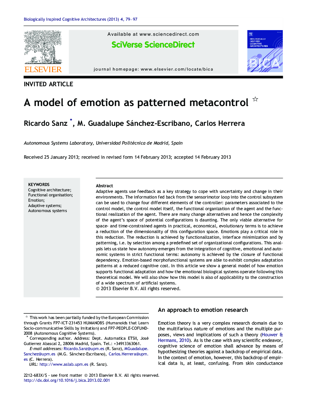 A model of emotion as patterned metacontrol 