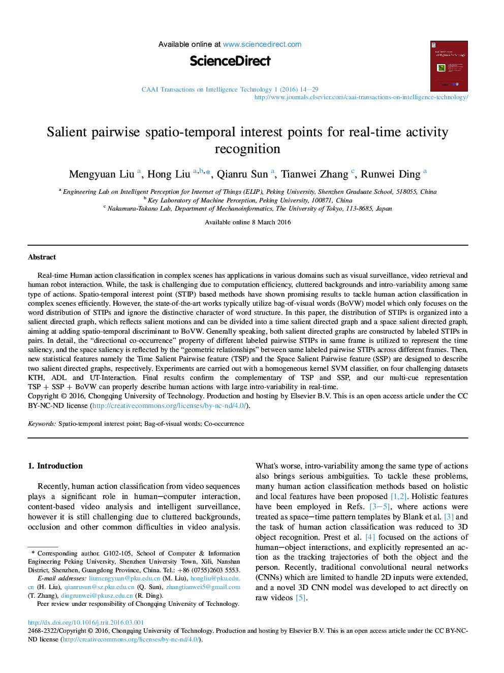 Salient pairwise spatio-temporal interest points for real-time activity recognition 