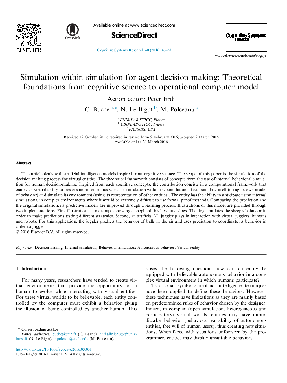 Simulation within simulation for agent decision-making: Theoretical foundations from cognitive science to operational computer model