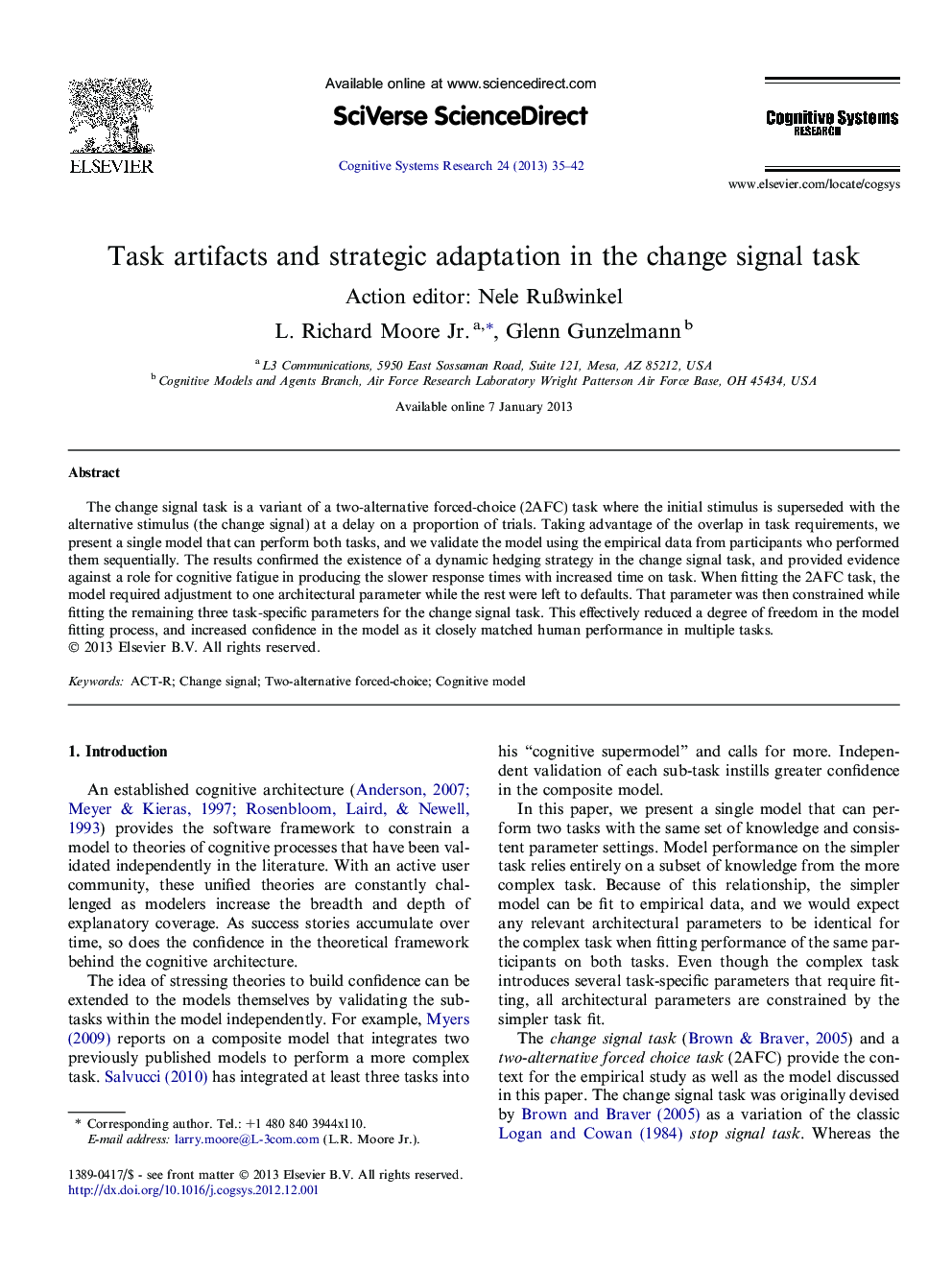 Task artifacts and strategic adaptation in the change signal task
