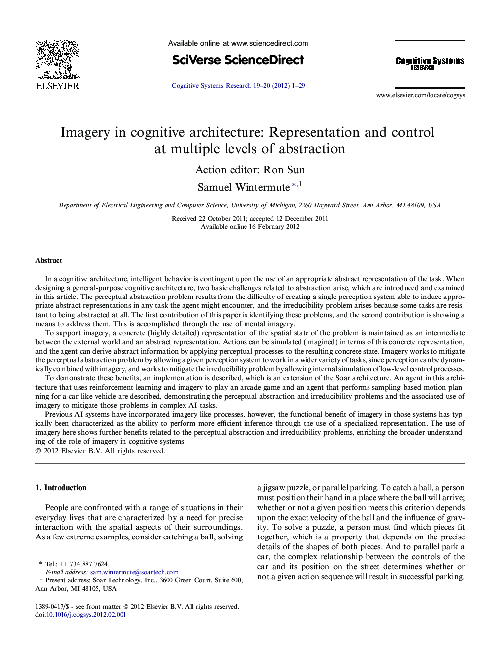 Imagery in cognitive architecture: Representation and control at multiple levels of abstraction