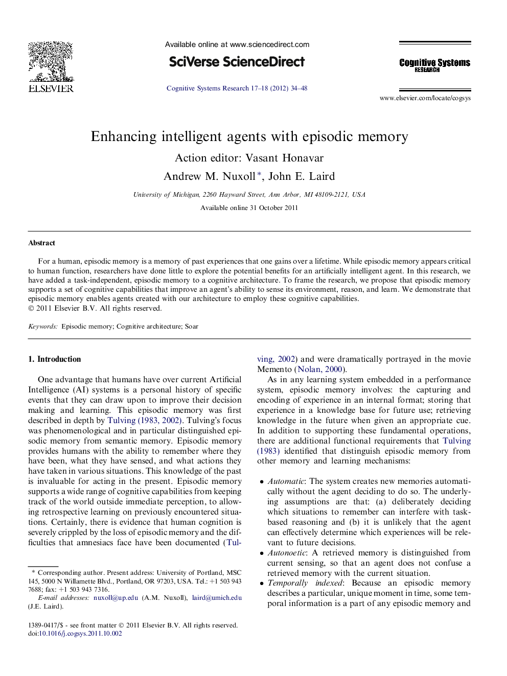 Enhancing intelligent agents with episodic memory