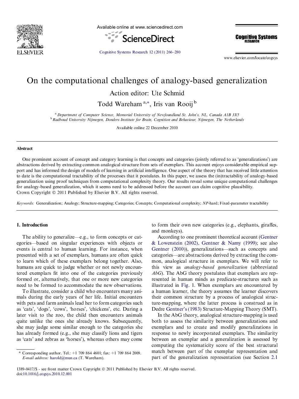 On the computational challenges of analogy-based generalization