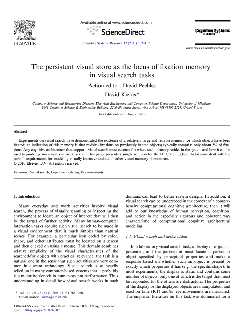 The persistent visual store as the locus of fixation memory in visual search tasks