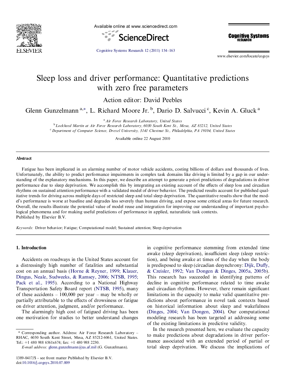 Sleep loss and driver performance: Quantitative predictions with zero free parameters