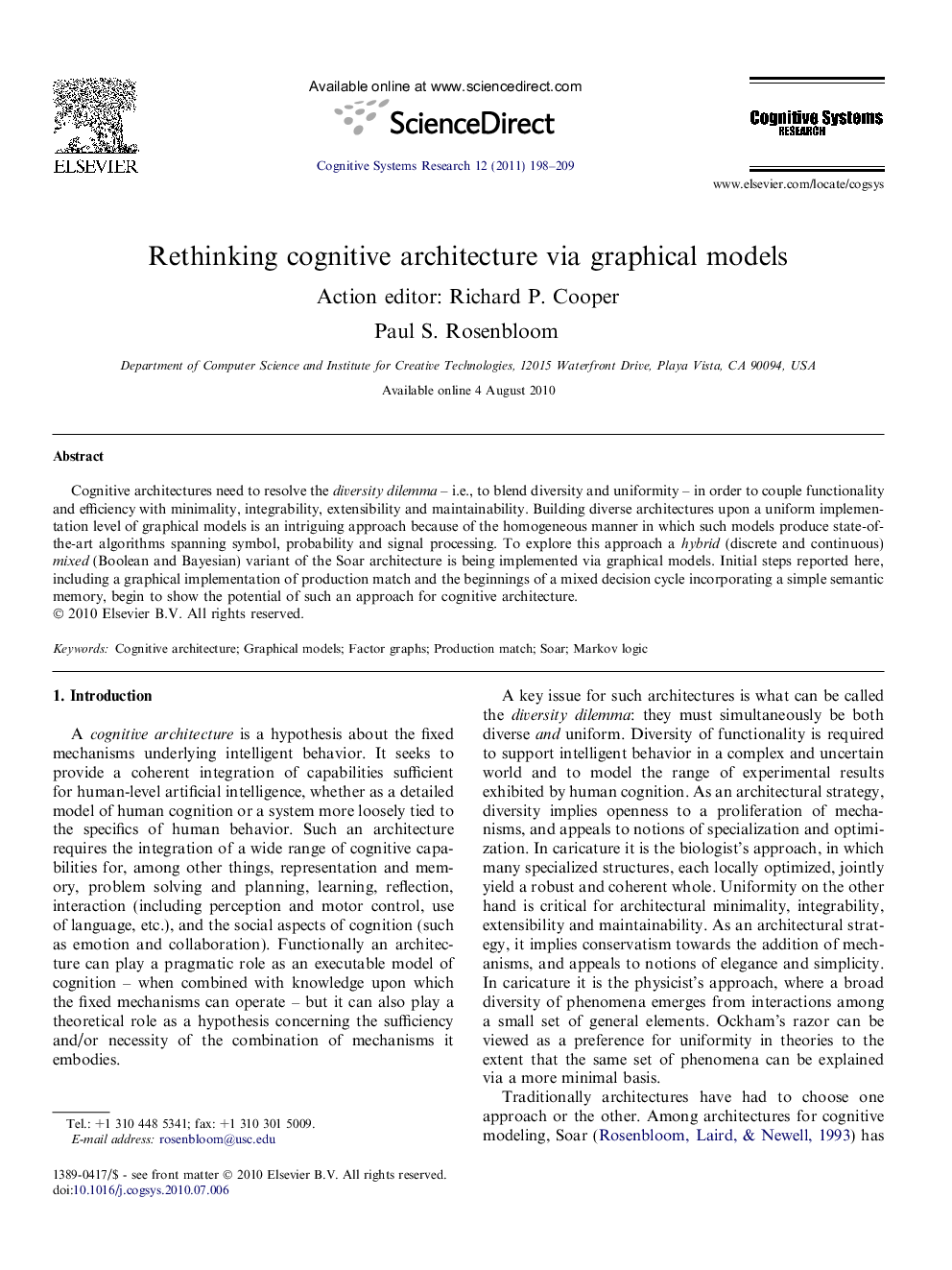 Rethinking cognitive architecture via graphical models