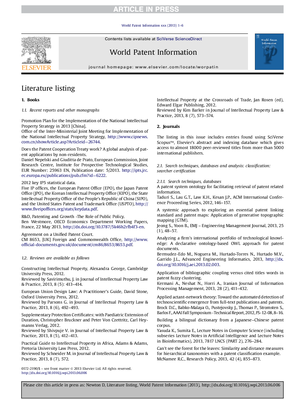 Literature listing