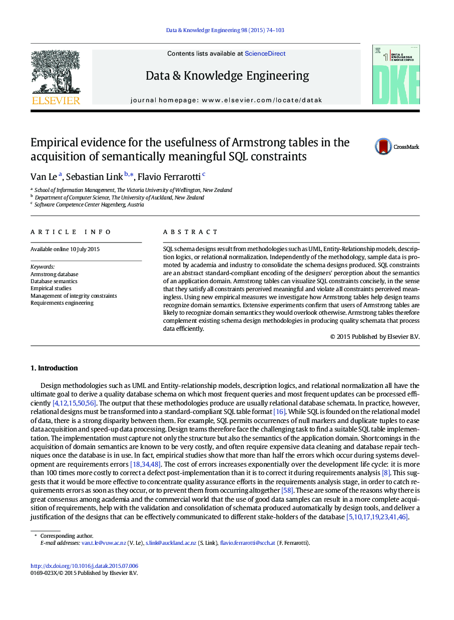 Empirical evidence for the usefulness of Armstrong tables in the acquisition of semantically meaningful SQL constraints