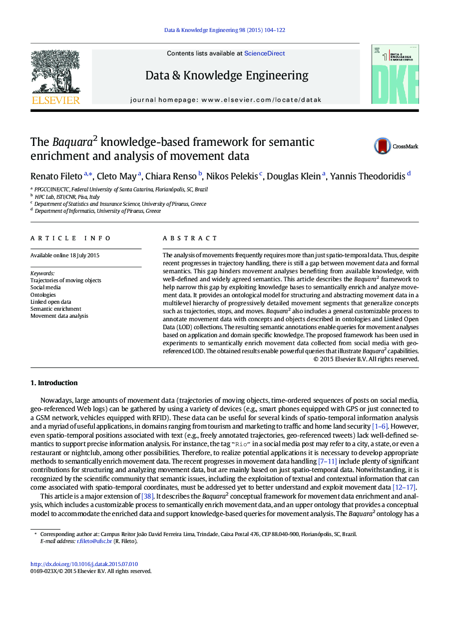The Baquara2 knowledge-based framework for semantic enrichment and analysis of movement data