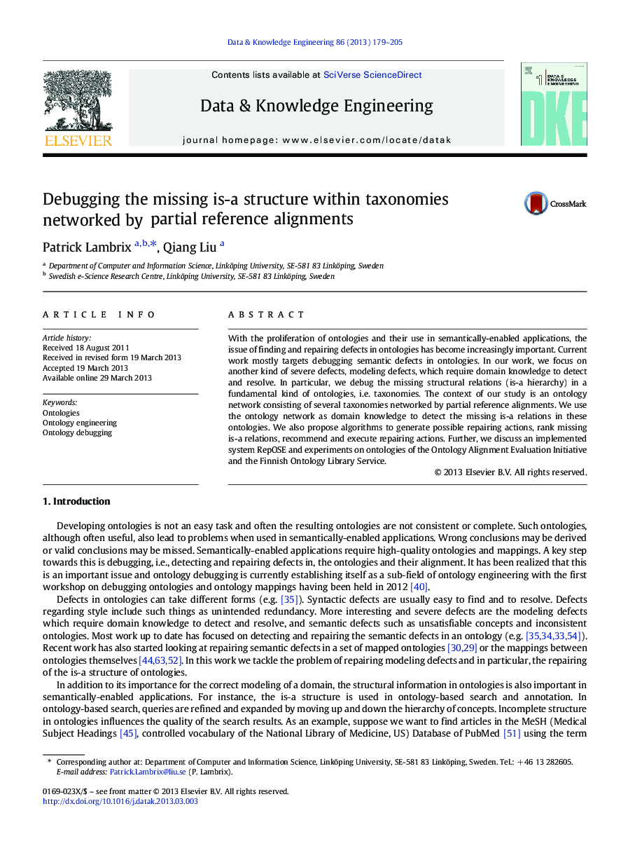 Debugging the missing is-a structure within taxonomies networked by partial reference alignments