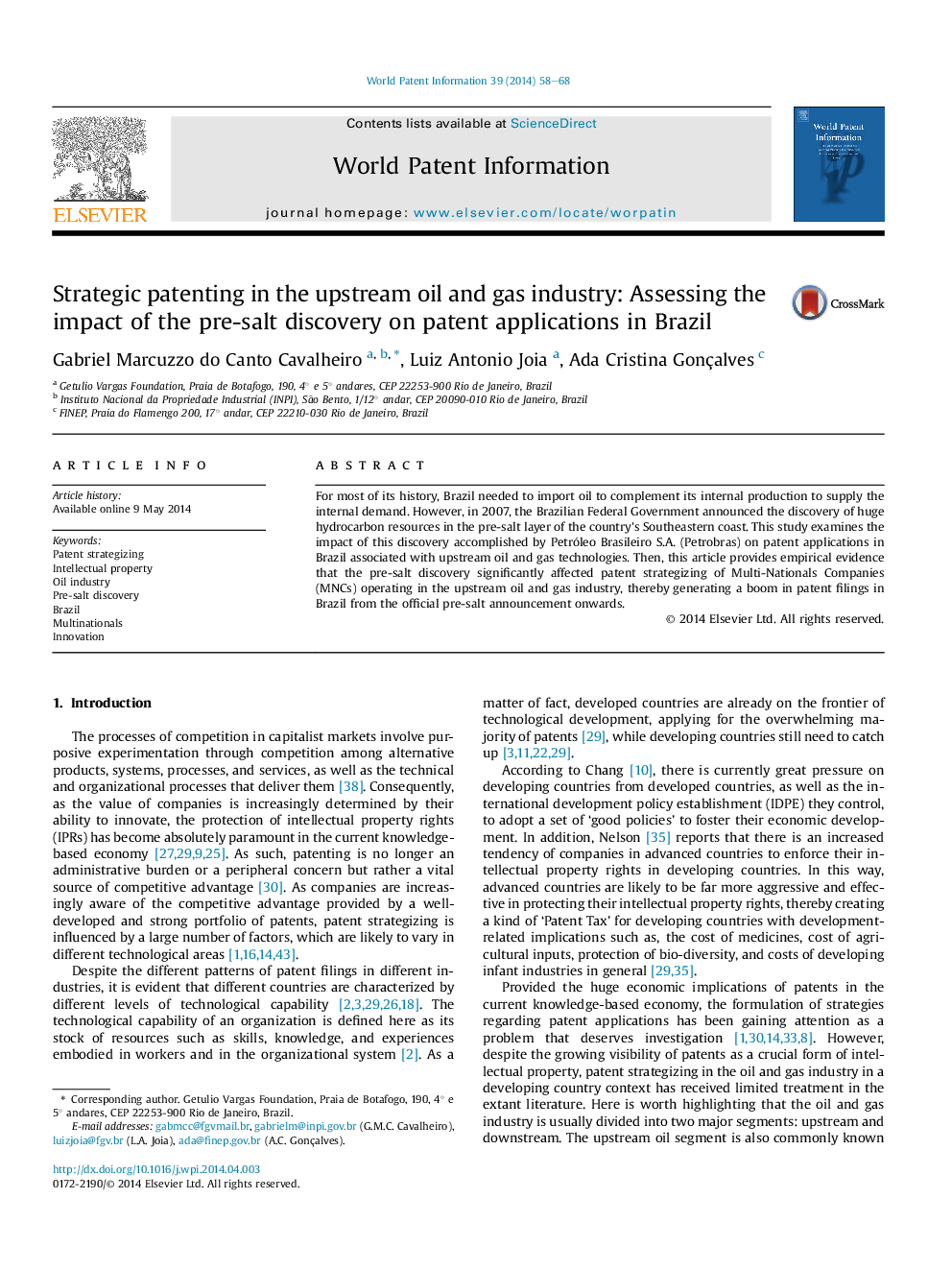 Strategic patenting in the upstream oil and gas industry: Assessing the impact of the pre-salt discovery on patent applications in Brazil