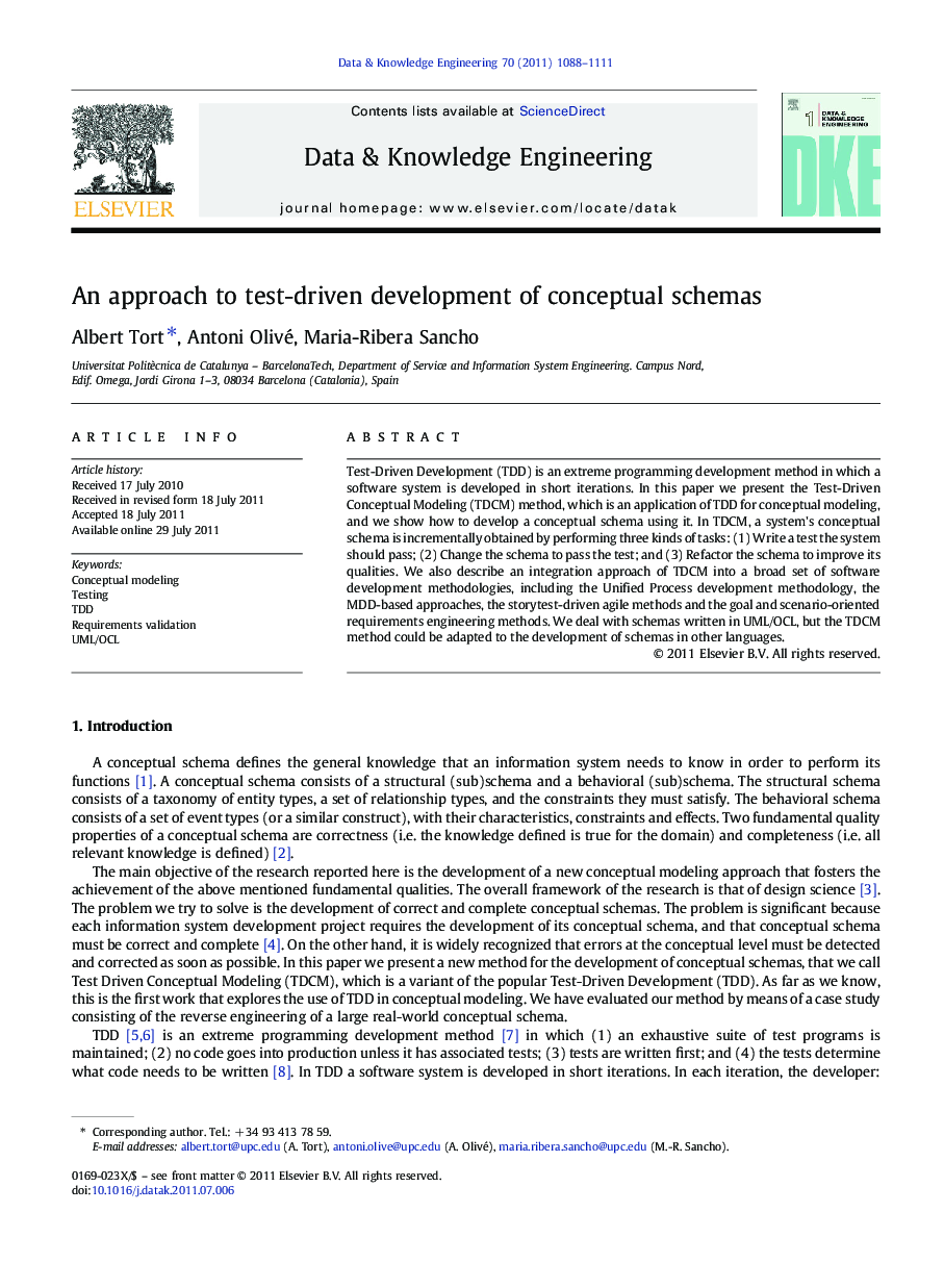 An approach to test-driven development of conceptual schemas