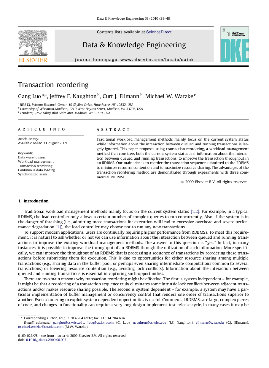 Transaction reordering