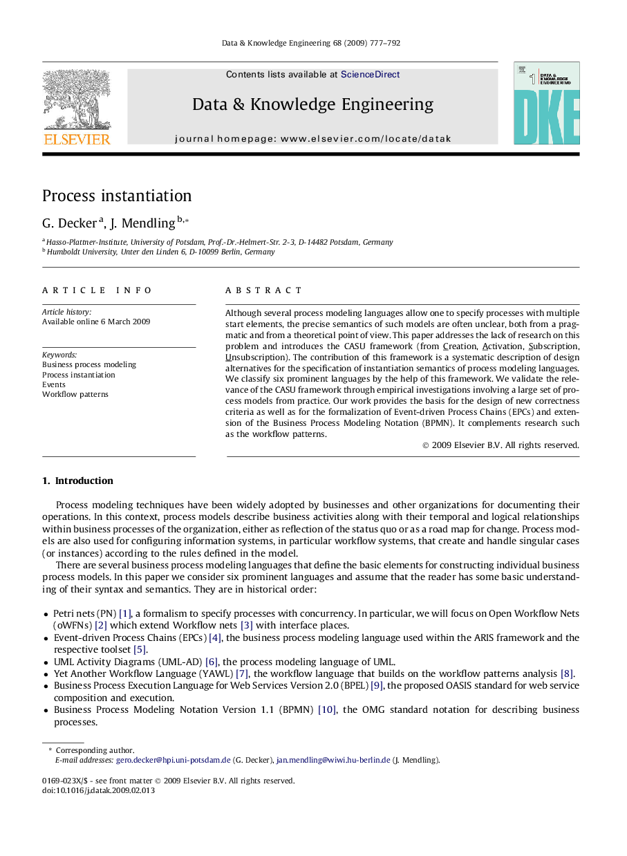 Process instantiation