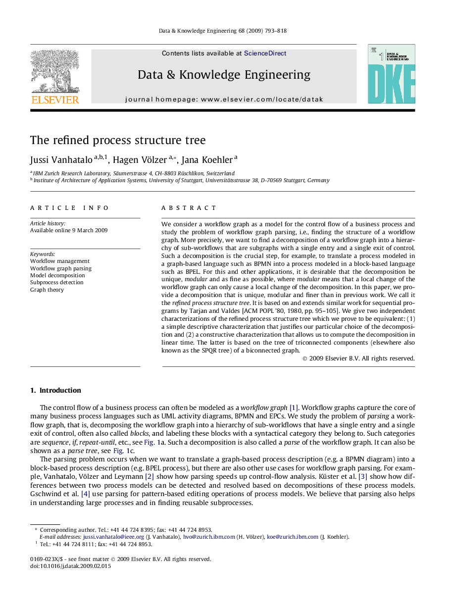 The refined process structure tree