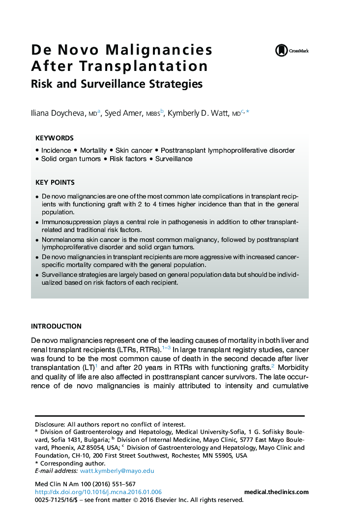 De Novo Malignancies After Transplantation