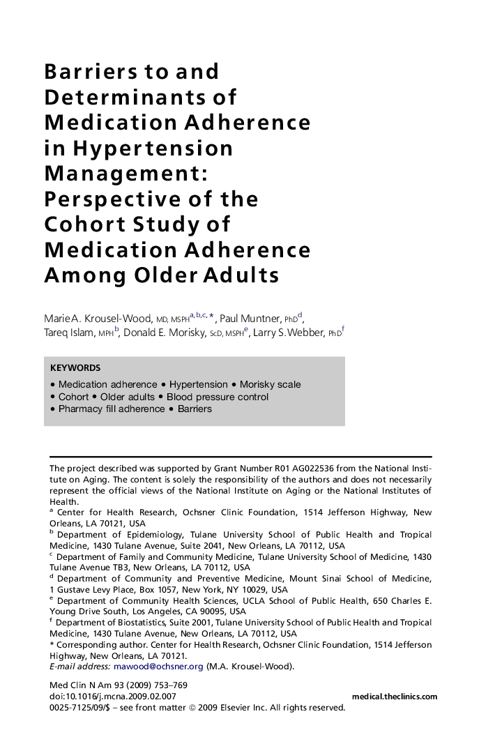 Barriers to and Determinants of Medication Adherence in Hypertension Management: Perspective of the Cohort Study of Medication Adherence Among Older Adults