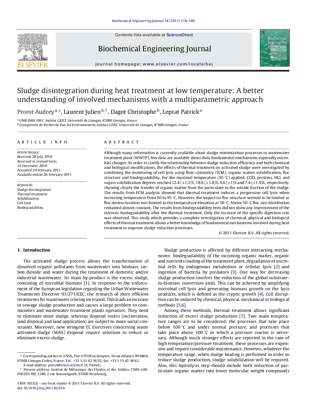 Sludge disintegration during heat treatment at low temperature: A better understanding of involved mechanisms with a multiparametric approach