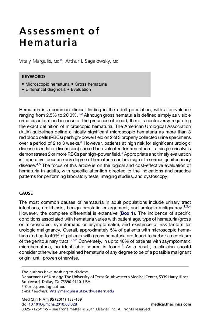 Assessment of Hematuria