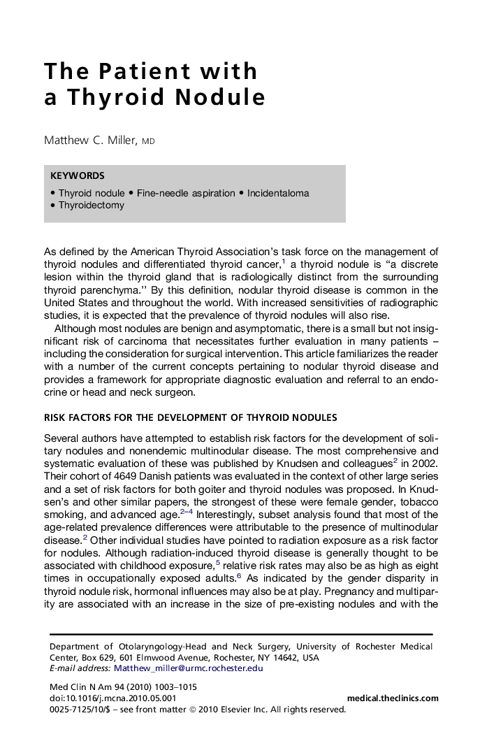 The Patient with a Thyroid Nodule