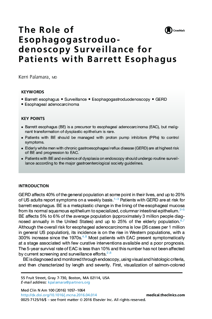 The Role of Esophagogastroduodenoscopy Surveillance for Patients with Barrett Esophagus