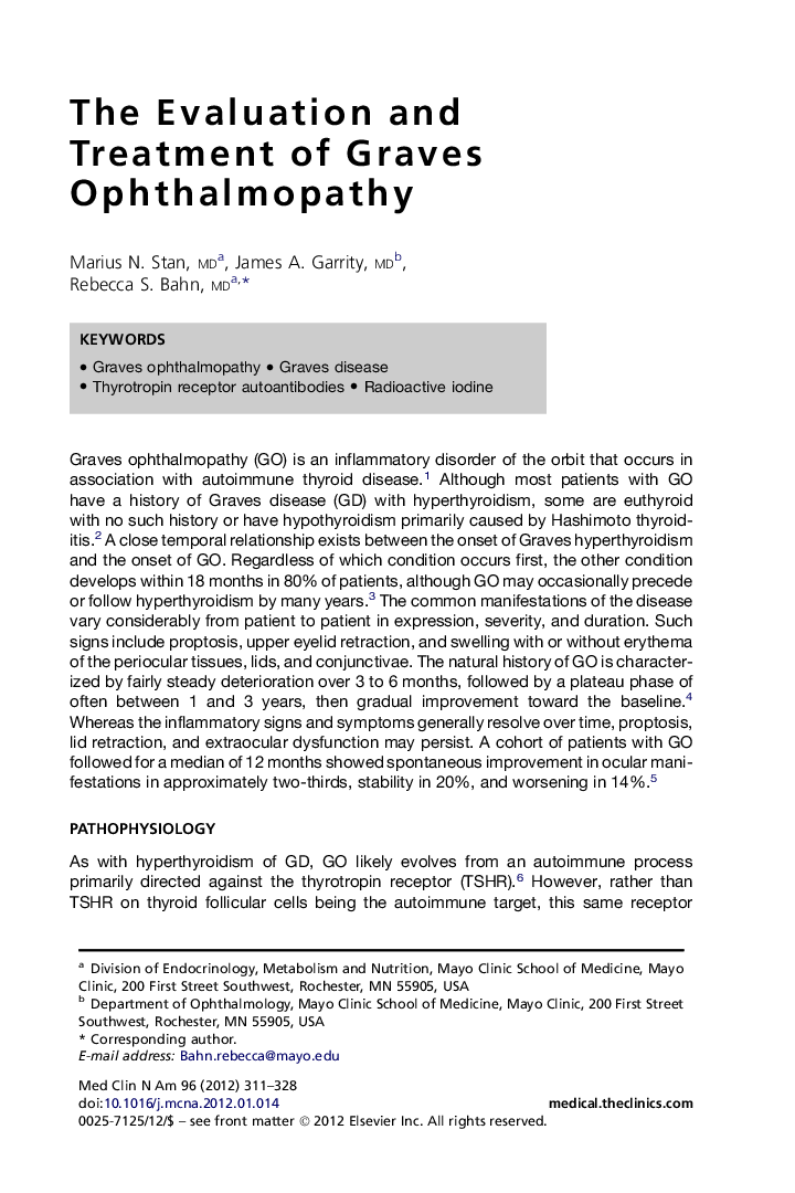 The Evaluation and Treatment of Graves Ophthalmopathy