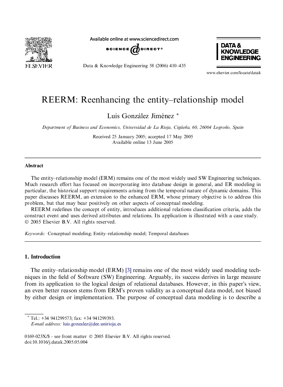 REERM: Reenhancing the entity–relationship model