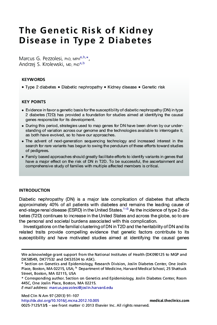 The Genetic Risk of Kidney Disease in Type 2 Diabetes