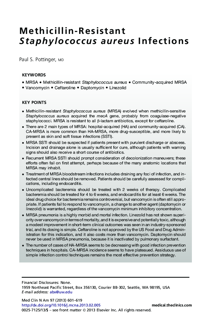 Methicillin-Resistant Staphylococcus aureus Infections