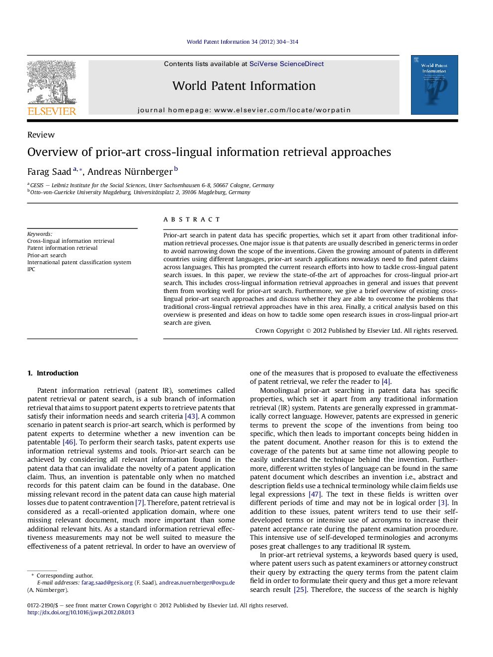 Overview of prior-art cross-lingual information retrieval approaches