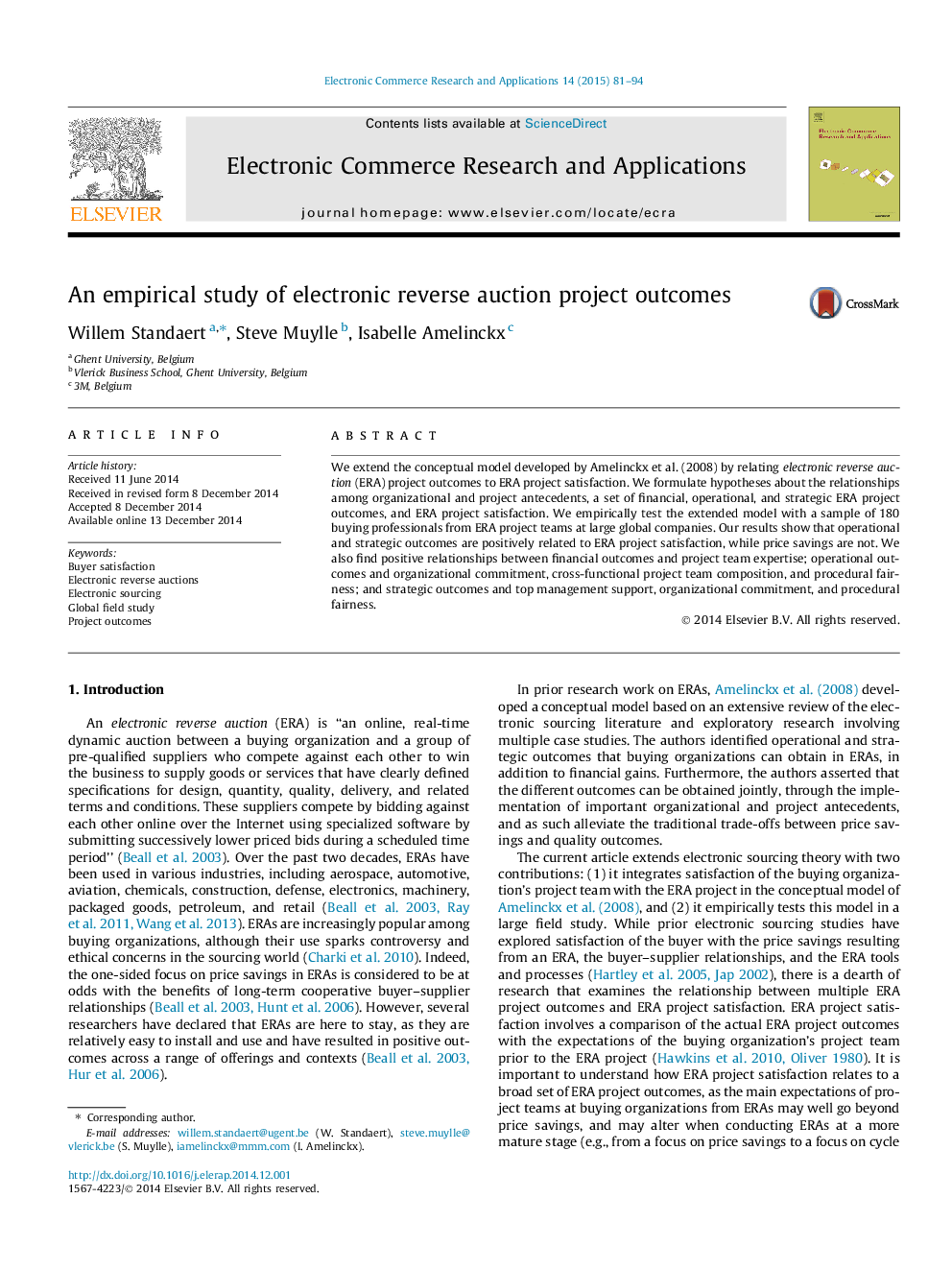 An empirical study of electronic reverse auction project outcomes