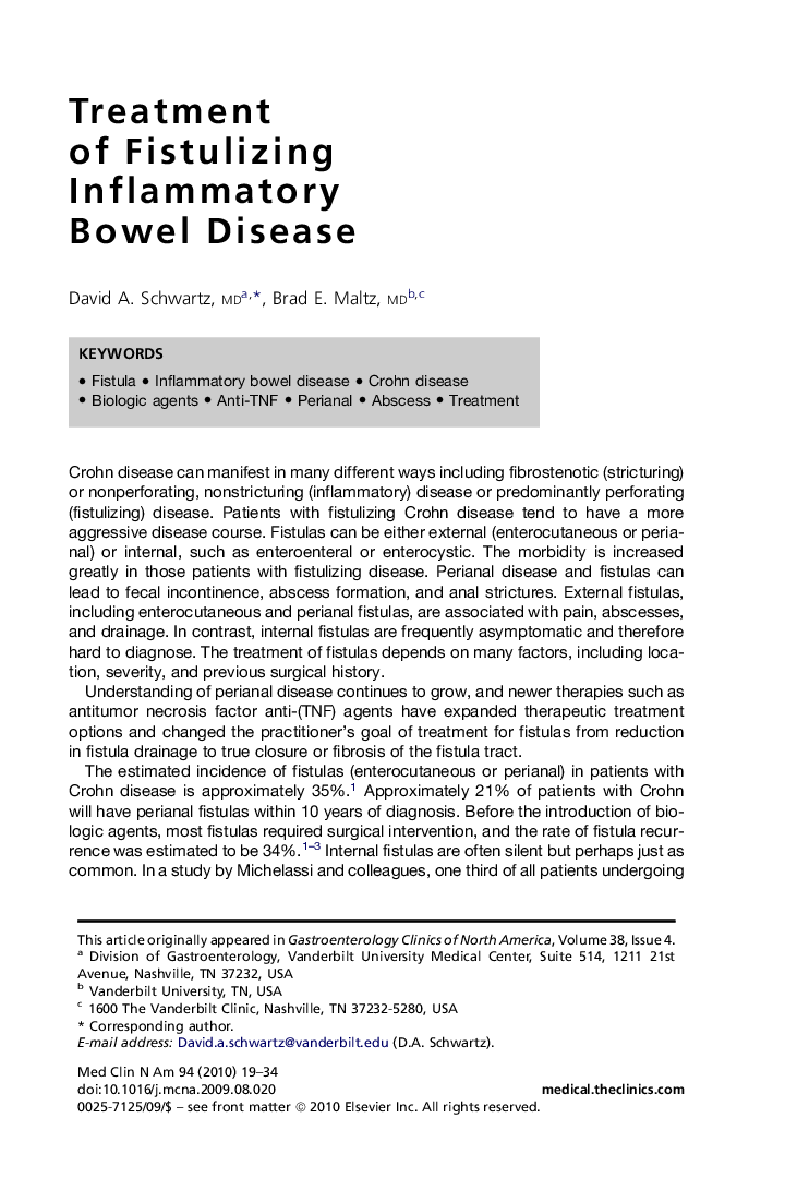 Treatment ofÂ Fistulizing Inflammatory BowelÂ Disease