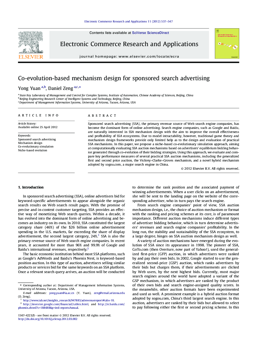 Co-evolution-based mechanism design for sponsored search advertising