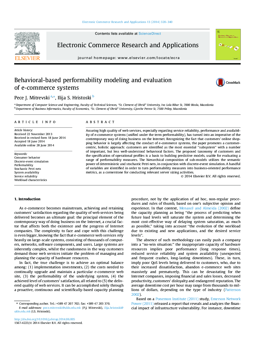 Behavioral-based performability modeling and evaluation of e-commerce systems