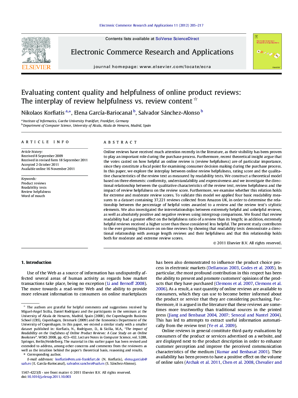 Evaluating content quality and helpfulness of online product reviews: The interplay of review helpfulness vs. review content 