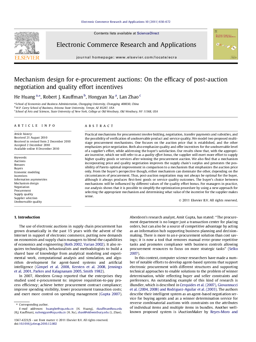 Mechanism design for e-procurement auctions: On the efficacy of post-auction negotiation and quality effort incentives