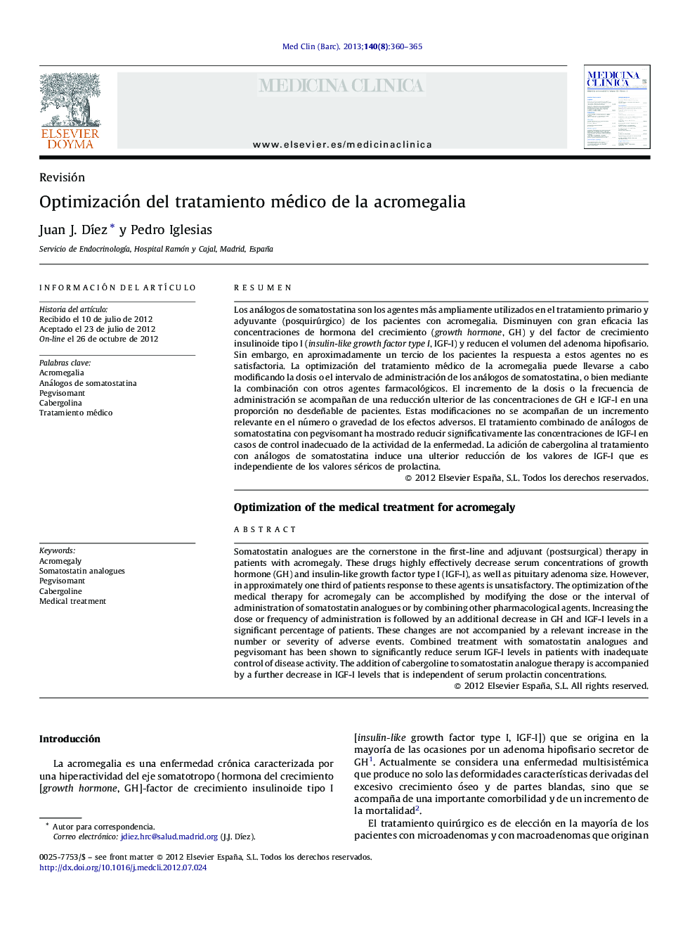 Optimización del tratamiento médico de la acromegalia