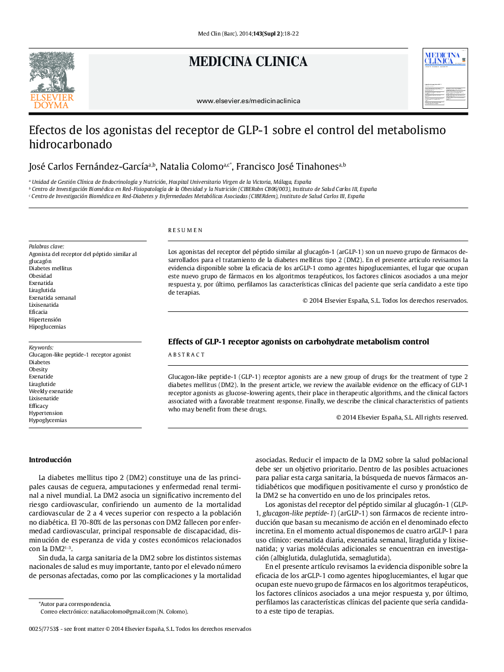 Efectos de los agonistas del receptor de GLP-1 sobre el control del metabolismo hidrocarbonadoEffects of GLP-1 receptor agonists on carbohydrate metabolism control